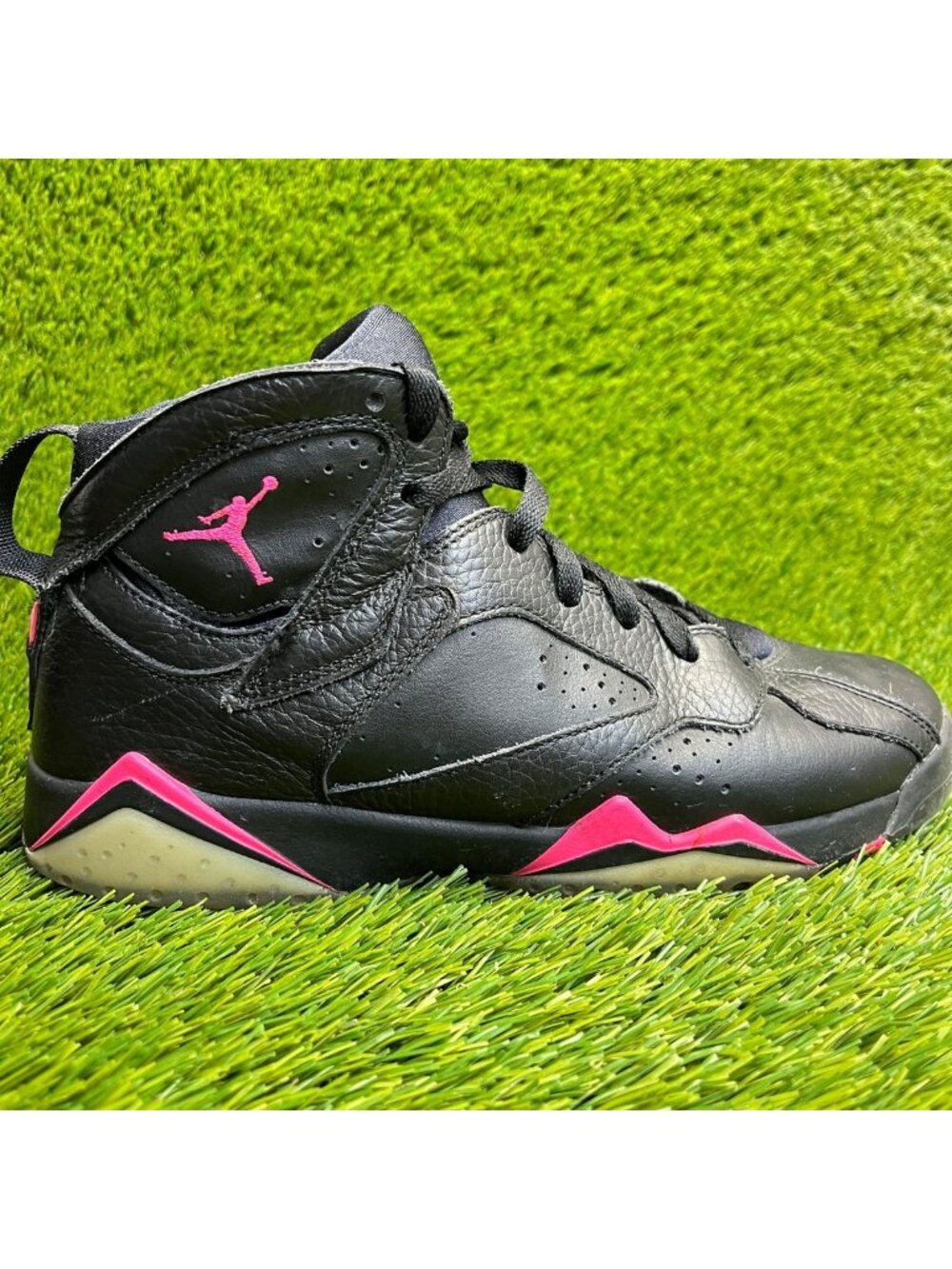 Nike Air Jordan 7 Retro GG Girls Size 7.5Y Black Pink Basketball Shoes Sneakers